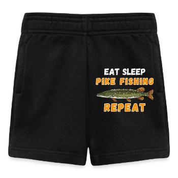 Eat, Sleep Hechtfischen Wiederholen Angler Geschenk - Baby Shorts - Schwarz - Vorne