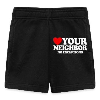 Liebe deinen Nächsten – ohne Ausnahme. Christliche - Baby Shorts - Schwarz - Vorne