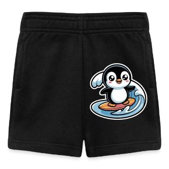 Cute Penguin Surfer  - Baby Shorts - black - Front