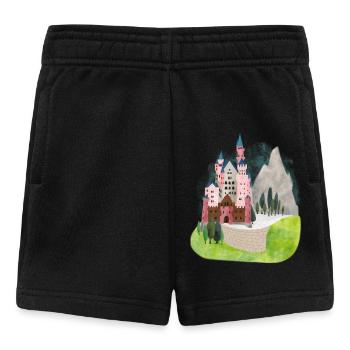 Schloss Neuschwanstein vintage Bilderbuch Bayern - Baby Shorts - Schwarz - Vorne