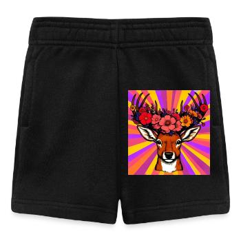 Hirsch mit Blumen - Baby Shorts - Schwarz - Vorne