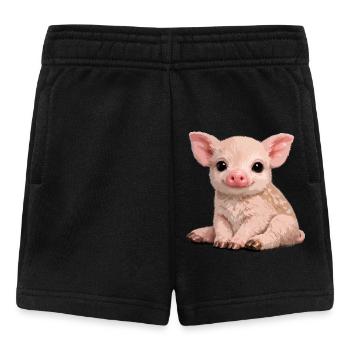 Piglet Cuddle Illustration - Baby Shorts - black - Front