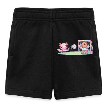 Kawaii Axolotl and Capybara Playing Football - Baby Shorts - black - Front