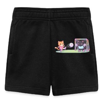 Cute Cats Playing Football Striker Goalkeeper Kids - Baby Shorts - black - Front