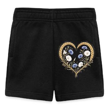 Weizen Herz Kornblume Winde Blumen Natur Motiv   - Baby Shorts - Schwarz - Vorne