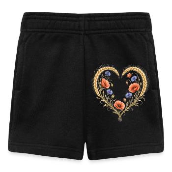 Weizen Herz Mohn Kornblume Blumen Natur Motiv  - Baby Shorts - Schwarz - Vorne