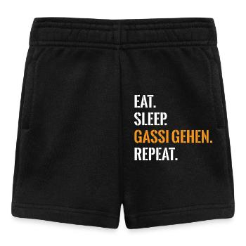 Hundefans Essen Schlafen Gassi Gehen Repeat - Baby Shorts - Schwarz - Vorne