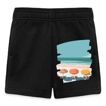 Bunter Strand mit Sonnenschirmen - Baby Shorts - Schwarz - Vorne
