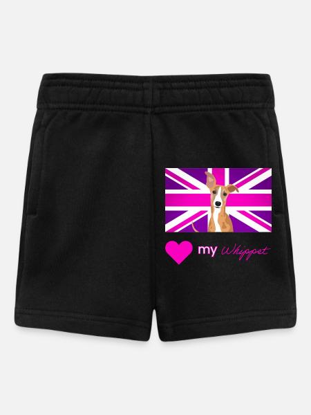 PURPLEWHIPPET (Texte rose, Vibrant) - Short Bébé - noir
