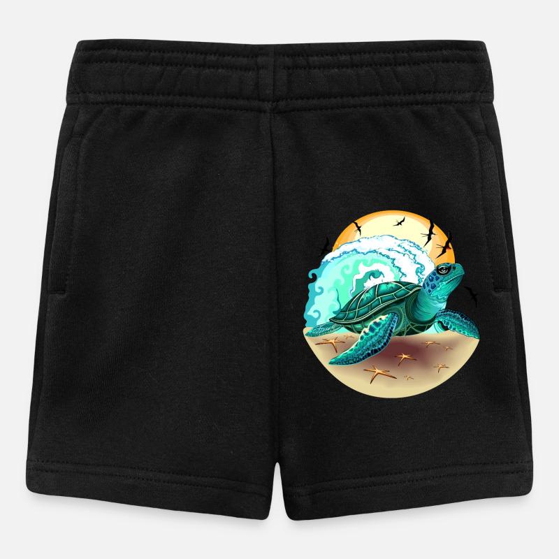Tortues de mer, vagues de mer et frégates - Short Bébé - noir