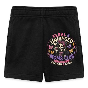Moms Club Feral & Unhinged – Humor Mom Chaos - Baby Shorts - Schwarz - Vorne