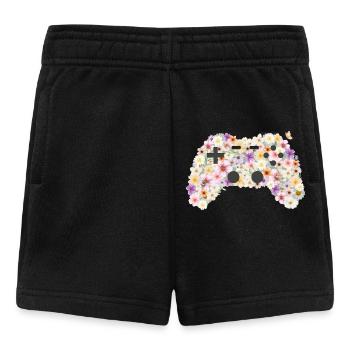Floral Gamepad: Floral Art Controller - Baby Shorts - black - Front
