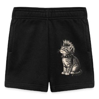 Punk Katze Irokesen Katzen Shirt - Baby Shorts - Schwarz - Vorne