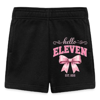 Hello Eleven 11 Year Old Is 2015 Birthday Knot - Baby Shorts - black - Front