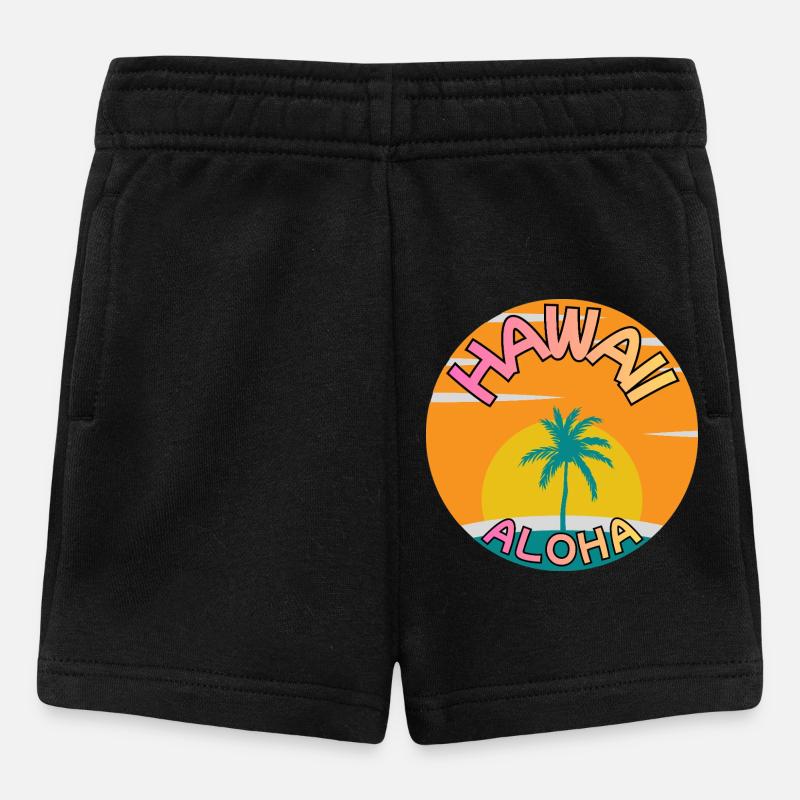 Coucher de soleil Hawaii Aloha avec palmier - Short Bébé - noir