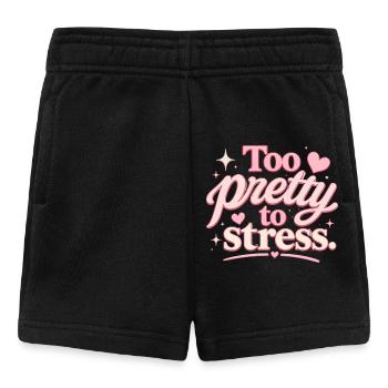 Too Pretty To Stress – Pink Script - Baby Shorts - Schwarz - Vorne