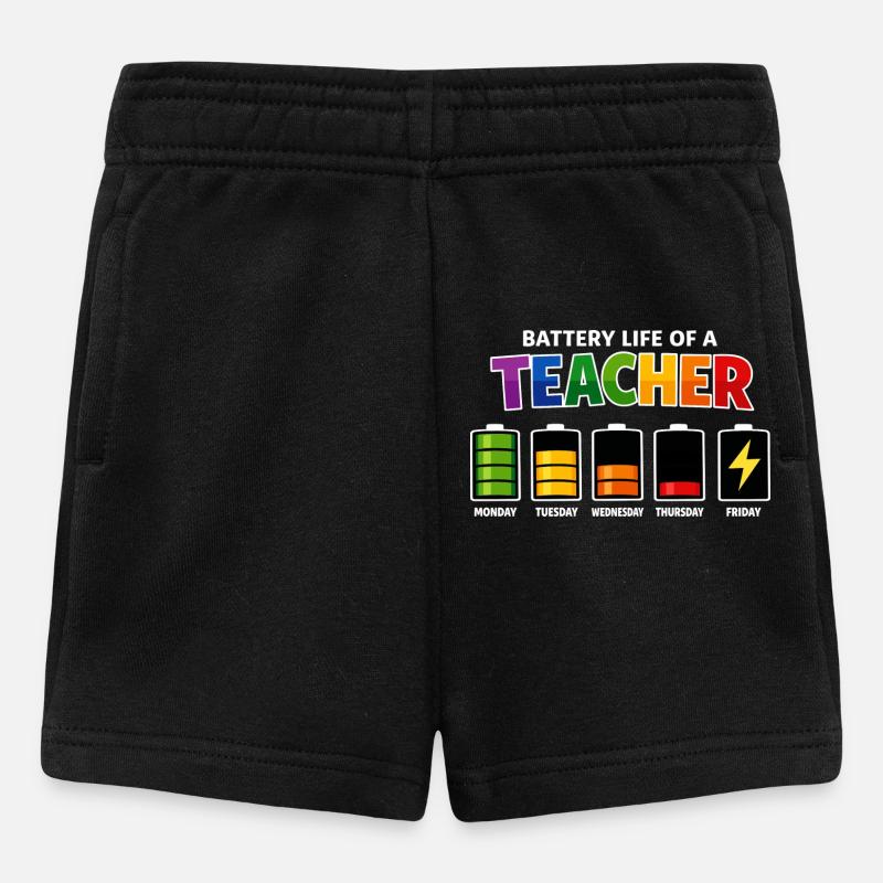 Akkulaufzeit eines Lehrers - Baby Shorts - Schwarz
