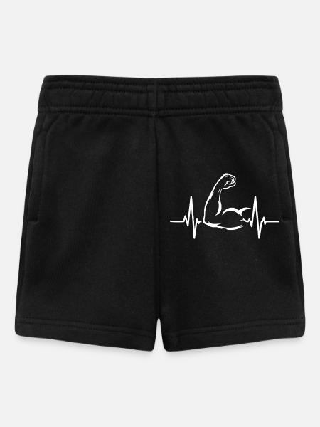 Heartbeat and muscles - Baby Shorts - black
