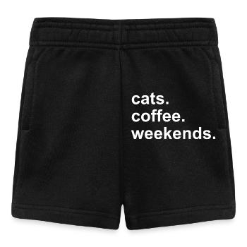 Coffee Cats Wochenenden süßes Kawaii Koffein-Geschenk - Baby Shorts - Schwarz - Vorne