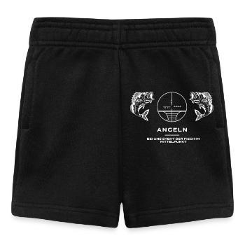 angeln fischen Anglershirt Mittelpunkt - Baby Shorts - Schwarz - Vorne