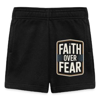 Glaube Faith Over Fear Jesus Gott Bibelvers Kirche - Baby Shorts - Schwarz - Vorne