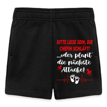 Bitte leise sein, die Chefin schläft Babysprüche - Baby Shorts - Schwarz - Vorne