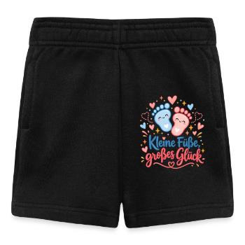 Kleine Füße, großes Glück - Baby Shorts - Schwarz - Vorne