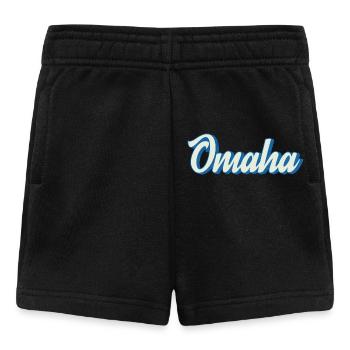 Lettrage Omaha en bleu rétro - Short Bébé - noir - Devant