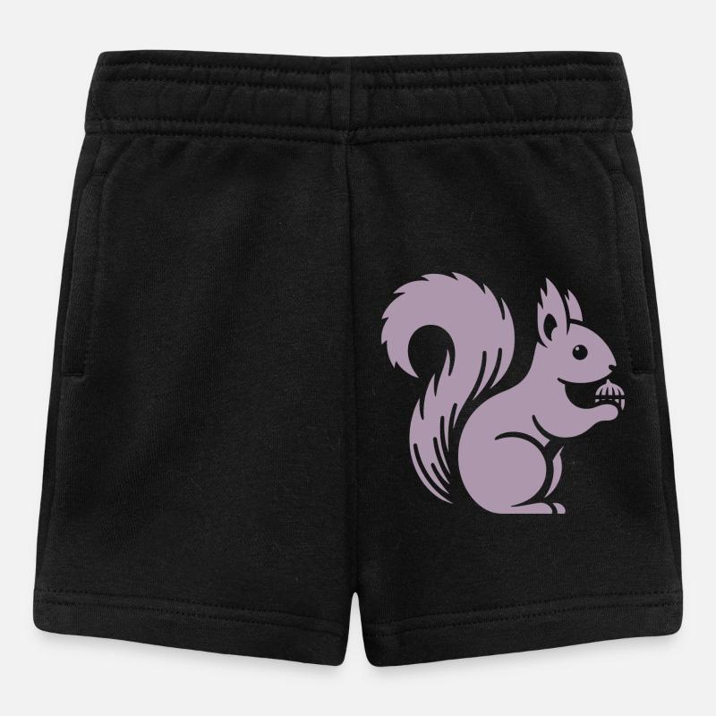 Minimalist Squirrel Silhouette with Nut - Baby Shorts - black