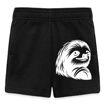 Reverent Sloth Face Portrait Silhouette - Baby Shorts - black - Front