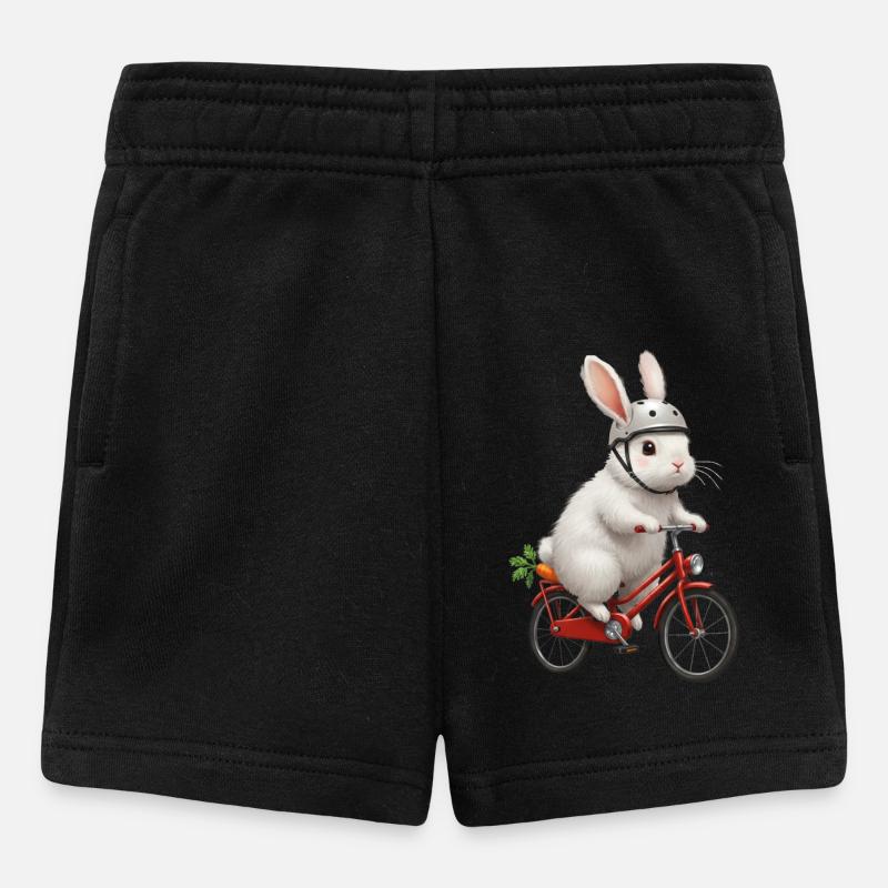 Lapin sur le vélo - Short Bébé - noir