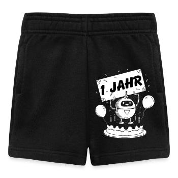 Ich bin 1 Jahr erster Geburtstag mit Roboter - Baby Shorts - Schwarz - Vorne