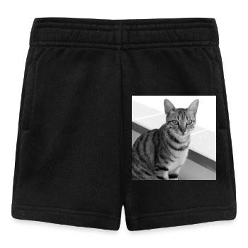 Katze Hintergrund Porträt weiß-schwarz - Baby Shorts - Schwarz - Vorne