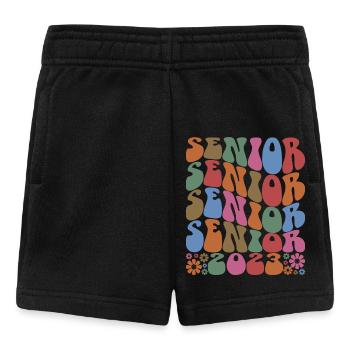 Senior 2023 Retro Flowers Remise des diplômes Cadeau - Short Bébé - noir - Devant