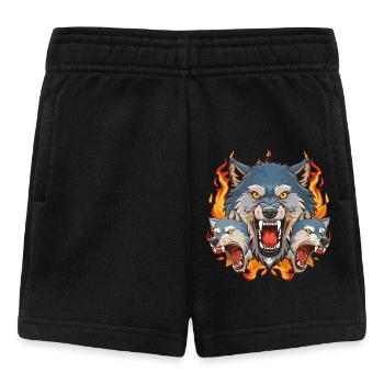 01 Böser Wolf Pack Wölfe Kopf Feuer Flammen - Baby Shorts - Schwarz - Vorne