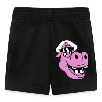 Hippopotamus Captain Face Funny Cute Cartoon Comic - Baby Shorts - black - Front