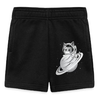 Space Cat with Planet - Baby Shorts - black - Front