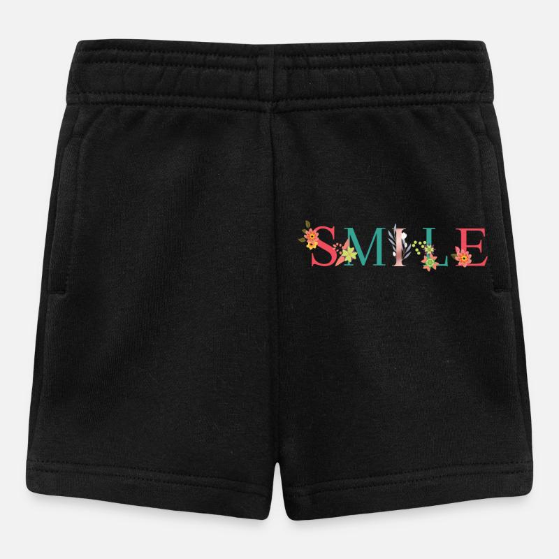 SMILE Name Art avec des fleurs brodées - Short Bébé - noir