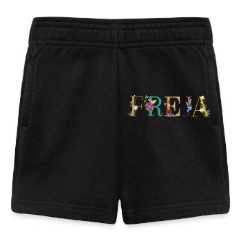 Le nom FREJA est décoré de fleurs - Short Bébé - noir - Devant