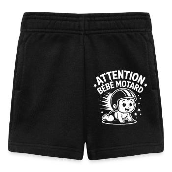ATTENTION BÉBÉ MOTARD – Fils/fille de biker - Short Bébé - noir - Devant