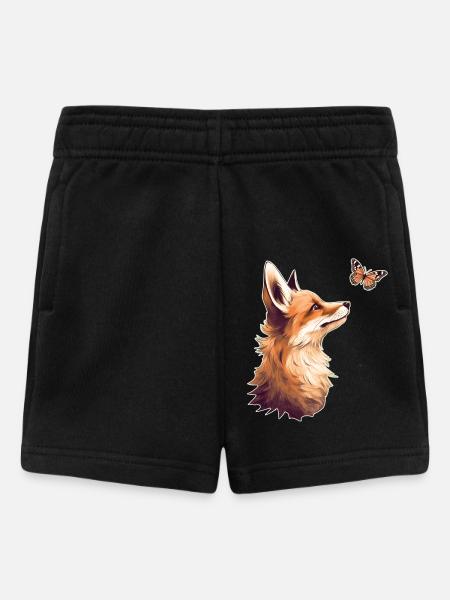 Renard avec papillon - Short Bébé - noir