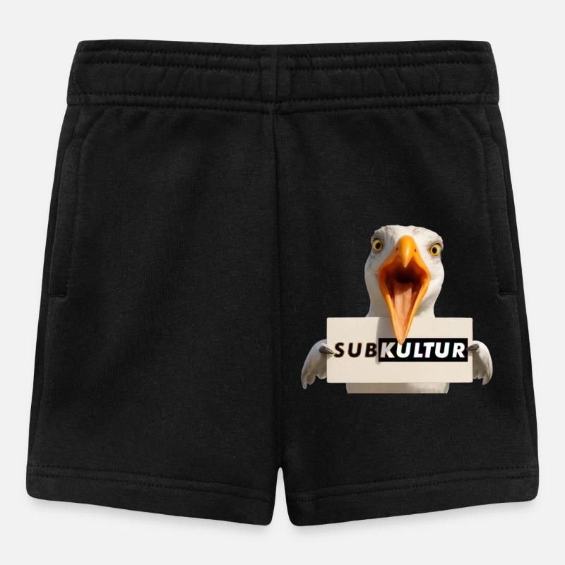 SUBKULTUR Möwe mit Schild - Baby Shorts - Schwarz