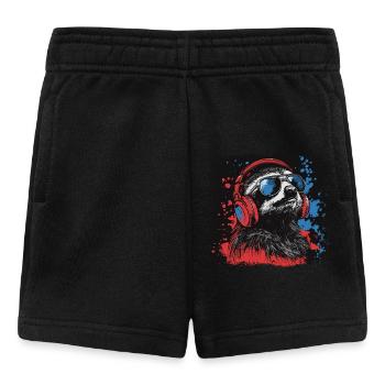 Faultier hört Musik mit Kopfhörern - Baby Shorts - Schwarz - Vorne