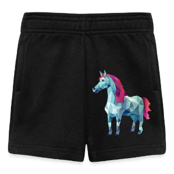 Weißes Pferd in Pink Polygon Kunst Design - Baby Shorts - Schwarz - Vorne