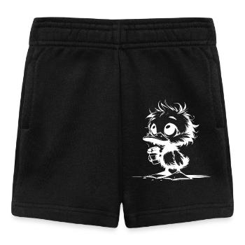Süsse Ente mit Kaffeebecher - Baby Shorts - Schwarz - Vorne