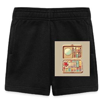 Vintage Makeup Palette Illustration - Baby Shorts - black - Front
