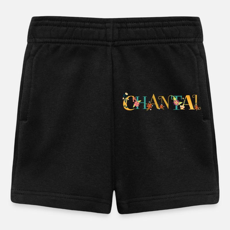 CHANTAL Nom Art avec fleurs brodées - Short Bébé - noir