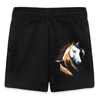 Pferd Vektor Kunst mit lebendiger Farbillustration - Baby Shorts - Schwarz - Vorne