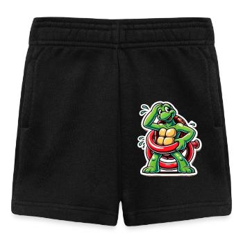 Funny Turtle Oops Cartoon Sticker - Baby Shorts - black - Front