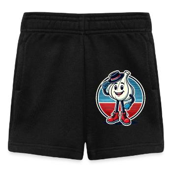 Lustiger Knoblauch-Cartoon-Weinlese Sticker - Baby Shorts - Schwarz - Vorne